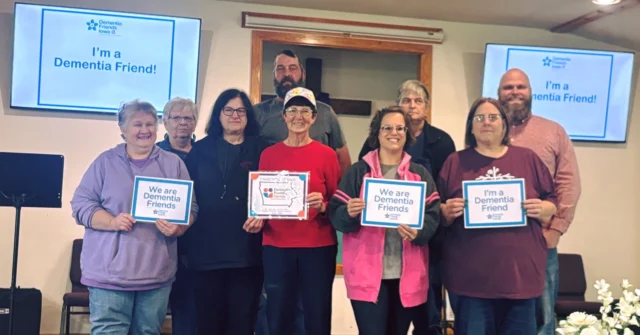 Join us in celebrating this group of new Dementia Friends who attended a session at Calvary Baptist Church in Clarinda this weekend. 🎊