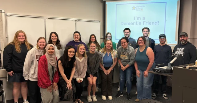 Shoutout to these Graduate Counseling Students at UNI for becoming Dementia Friends! Special thank you to Shane and Elsie for presenting this session. 🎊 #DementiaFriends